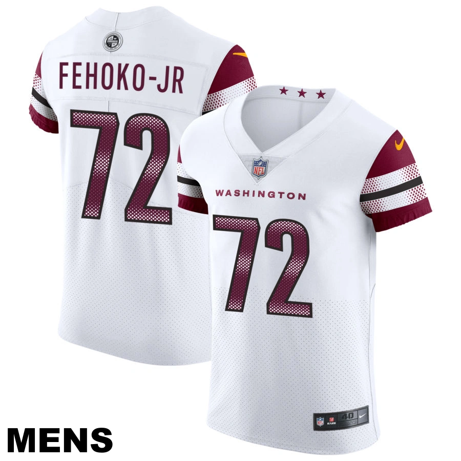 Men's Washington Commanders #72 Viliami Fehoko Jr White Vapor Untouchable Elite Jersey